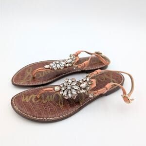 Sam Edelman Grayson Crystal Flower Flat Sandal Women's Size US7.5 EU38